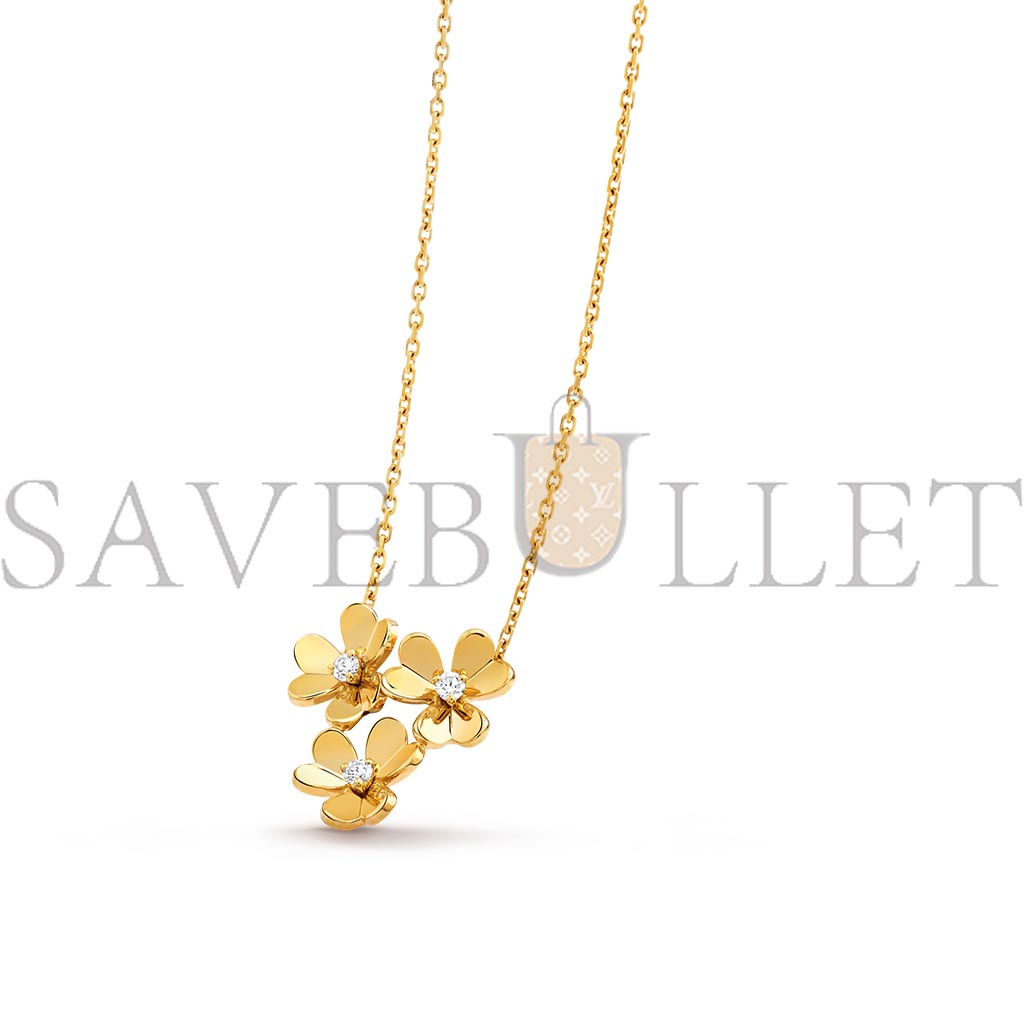 VAN CLEEF ARPELS FRIVOLE PENDANT, 3 FLOWERS, MINI MODEL - YELLOW GOLD, DIAMOND  VCARP2DU00